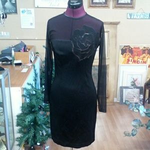 Jet black evening dress