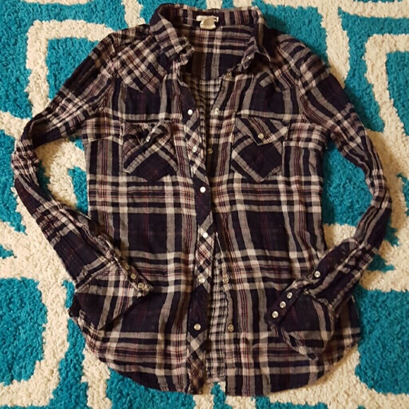 Soft plaid button down top