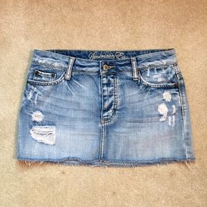 American Eagle Mini Distressed Denim Skirt