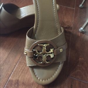 Tory Burch tan wedges