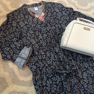 Charcoal and white floral print jumpsuit