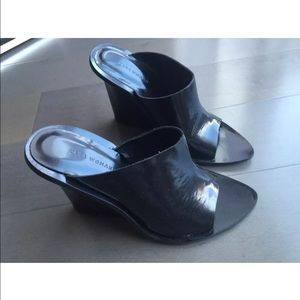 Zara Black Leather Mules/Wedges Size 36 (6)