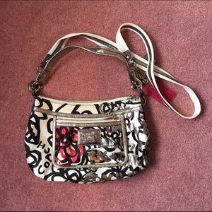 Black and white Coach purse