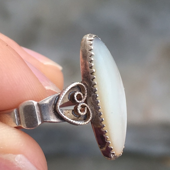 Vintage sterling silver mother of pearl ring 925 - Picture 2 of 4