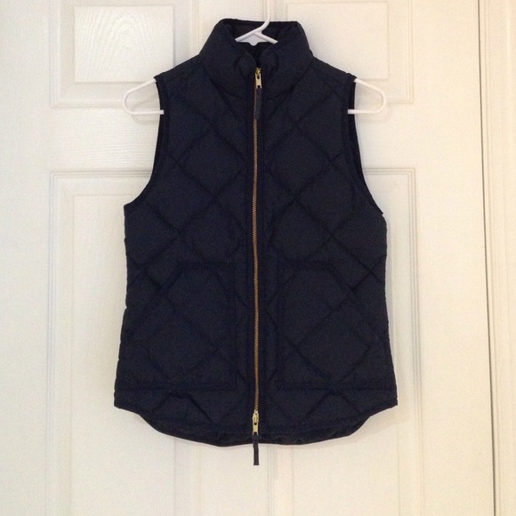 J.Crew Quilted Down Vest. Navy Blue.