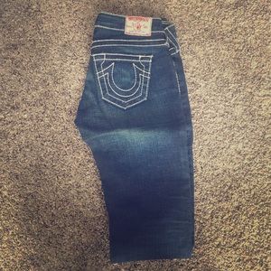 Skinny true religion jeans white stitching