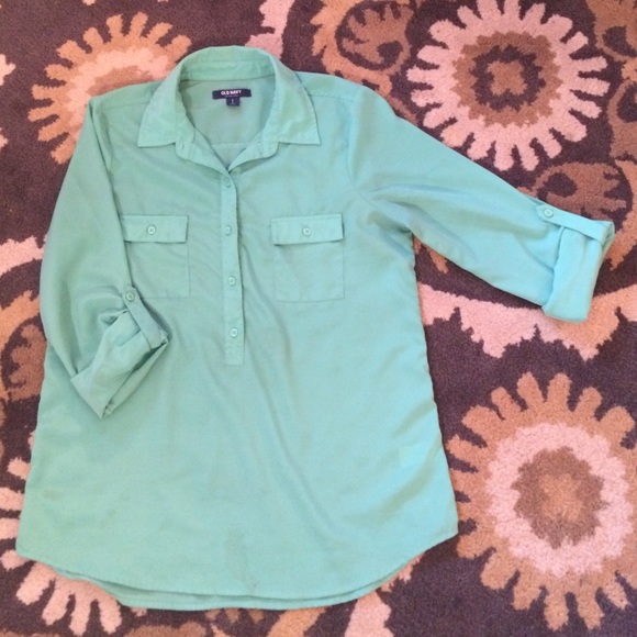 Teal 3/4 Sleeve Button-Up Shirt
