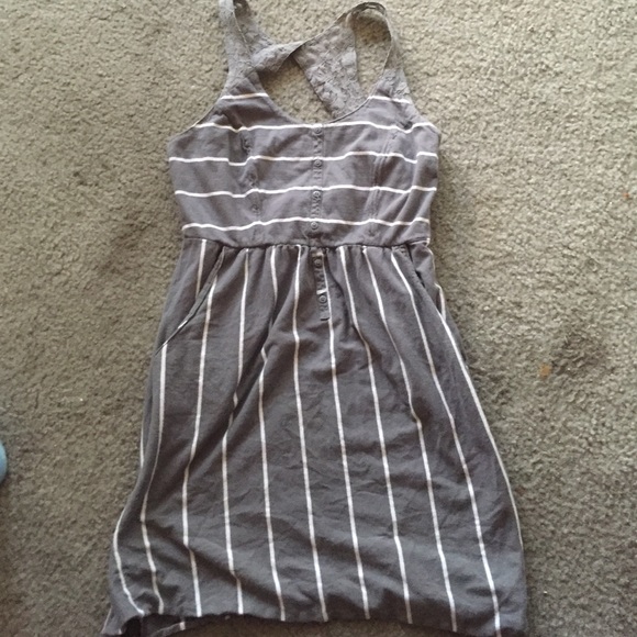 Striped dress with front buttons and pockets