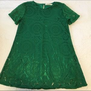 NWOT Green Lace Shift Mini Dress