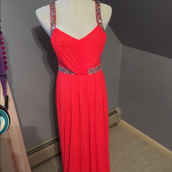 Neon "watermelon" prom dress