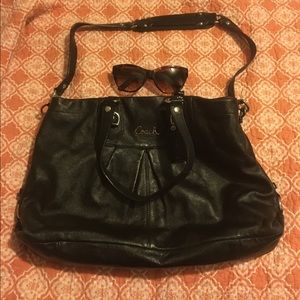 Black coach purse with additional shoulder strap