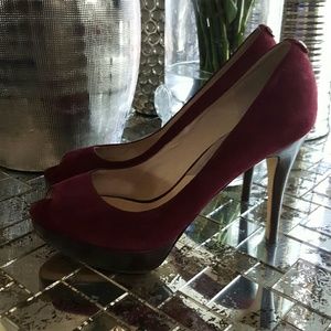 Michael Kors peep toe burgundy suede pumps
