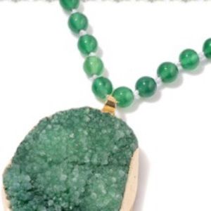 Green Druzy Quartz Pendent