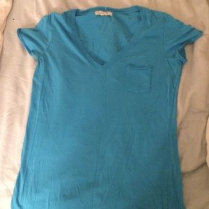 Aqua blue tee with pocket
