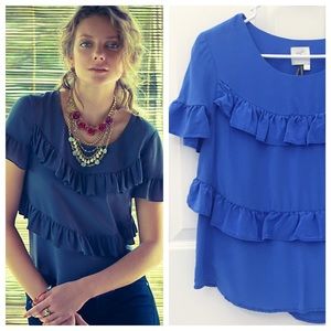 Anthropologie Tiered Midi Top 100% Silk