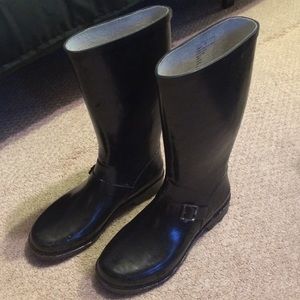 Black rain boots