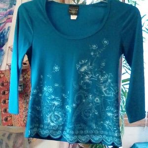 Turquoise Beaded Top