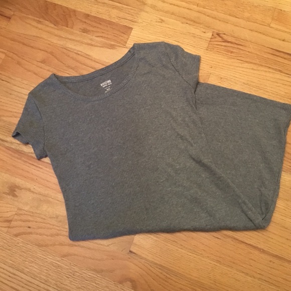 Gray Ribbed T-shirt Dress