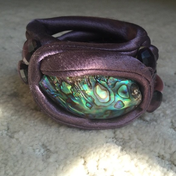 Anthropologie Silk and Mother of Pearl Bracelet