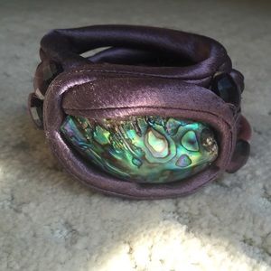 Anthropologie Silk and Mother of Pearl Bracelet