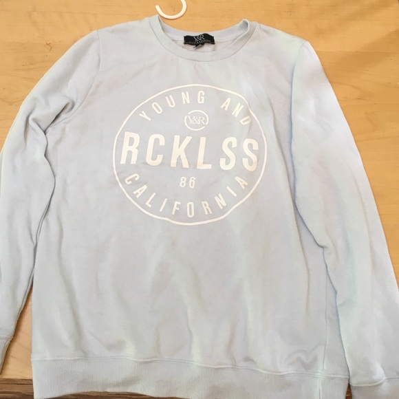 Young&Reckless pastel blue crew neck