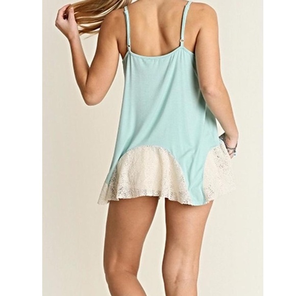 Lace Inset  Mint Tank - Picture 2 of 4