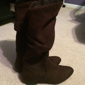 Brown suede boots
