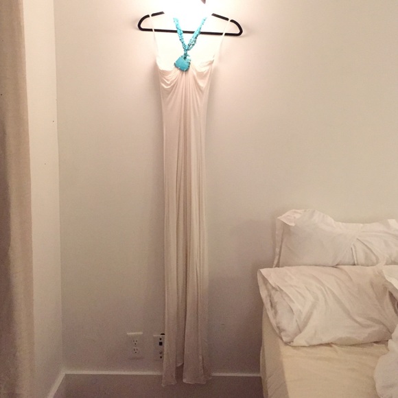 Sky white cotton jersey maxi dress