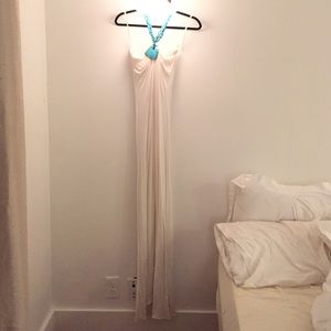 Sky white cotton jersey maxi dress