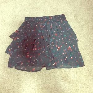 Gray Flower Ruffle Skirt