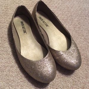 Gold sparkly flats