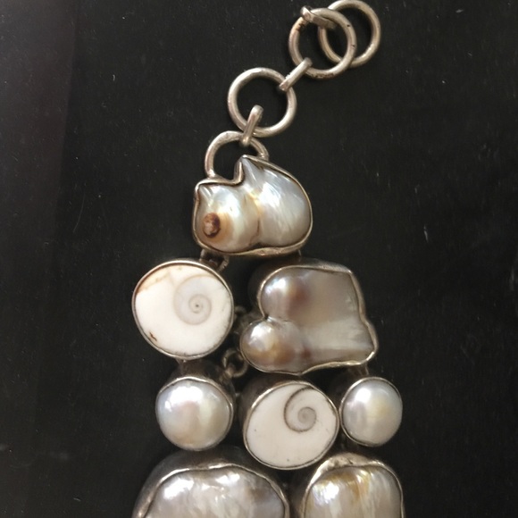 Mother of pearl and Shell Bracelet Silver - Picture 2 of 3