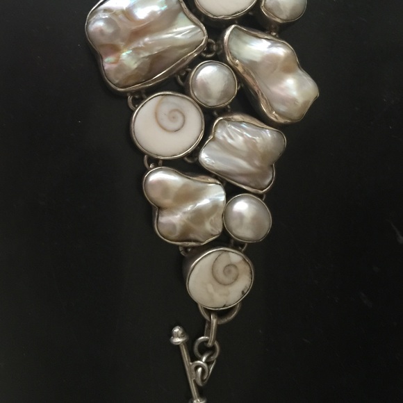Mother of pearl and Shell Bracelet Silver - Picture 3 of 3