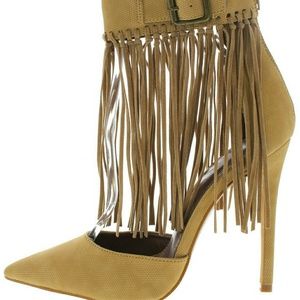 Mustard Fringe Heels