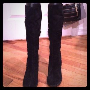 Black suede tall boot