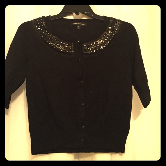 Express crop cardigan with embellished neckline