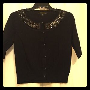Express crop cardigan with embellished neckline