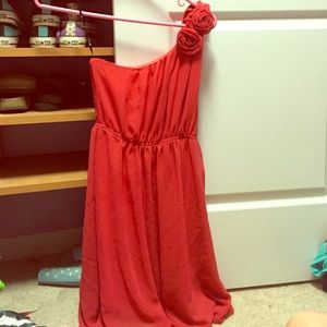 Red Rose One Shoulder Dress