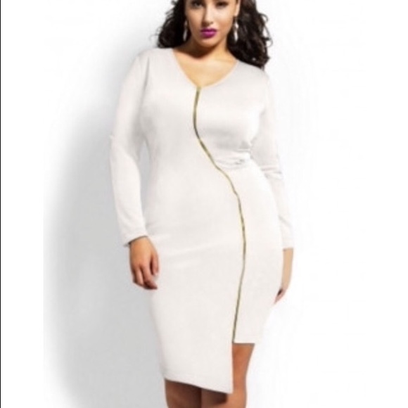 White dress with silver zipper
