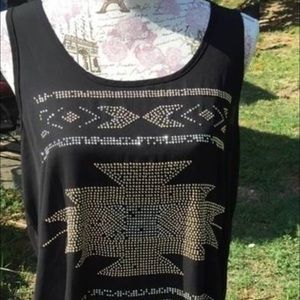 Sheer black blouse with Aztec design