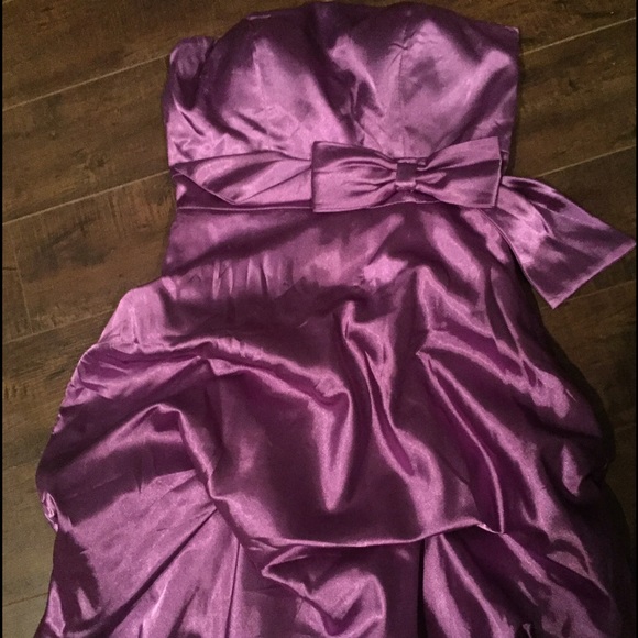 Purple, short formal dress.