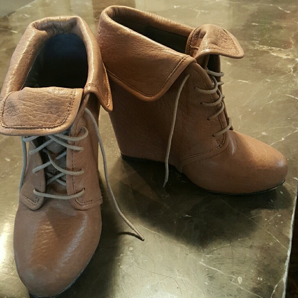 Tan Elizabeth and James Manor Wedge Booties - Picture 2 of 4