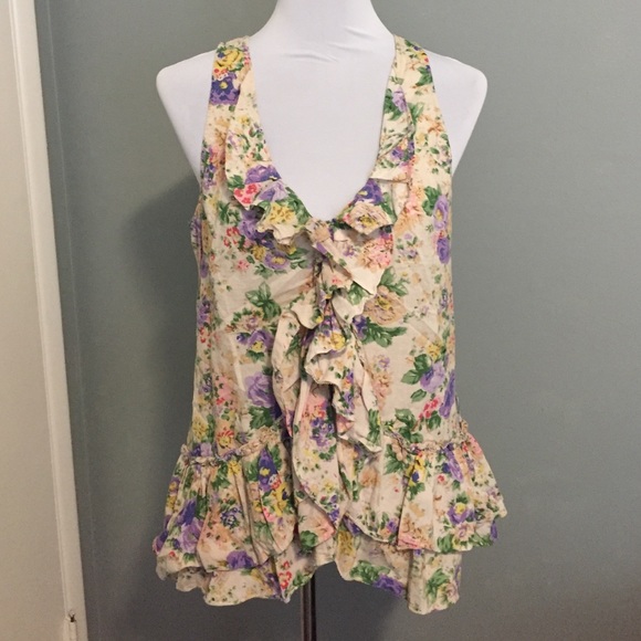 Forever 21 For Love 21 Ruffled Floral Tank Top