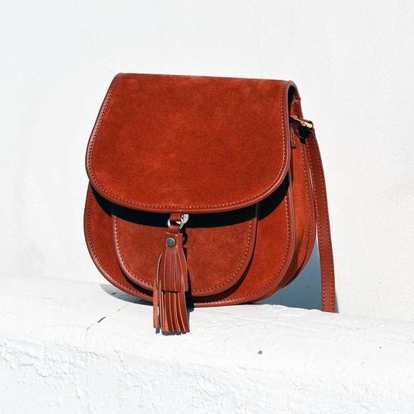 ✂️✂️✂️Asos Red Suede Saddle Bag