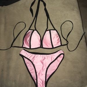 Light pink bikini with black lining