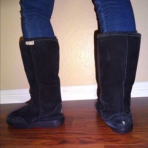 Bearpaw suede boots black Fur lined boots size 5