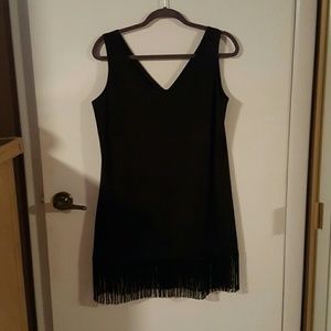 Black mini dress with fringe bottom