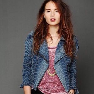 ✨SALE!✨Free People Denim Moto Jacket