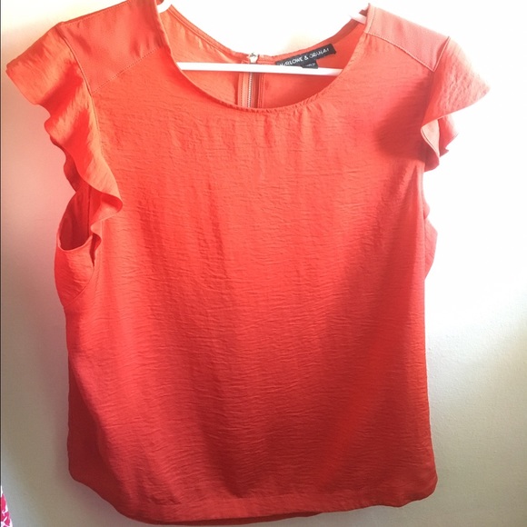 Harlow & Graham Rust-colored Ruffle Sleeve Blouse