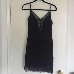 Black silk dress with lace